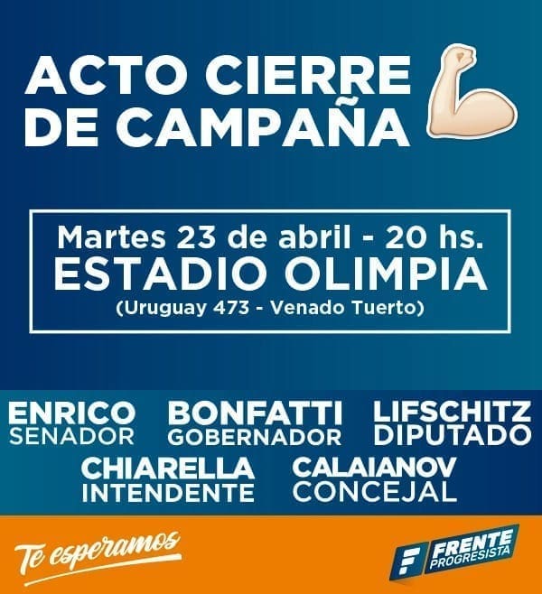 Enrico y Chiarella invitan a la comunidad a participar del acto del Frente Progresista Enrico y Chiarella invitan a la comunidad a participar del acto del Frente Progresista