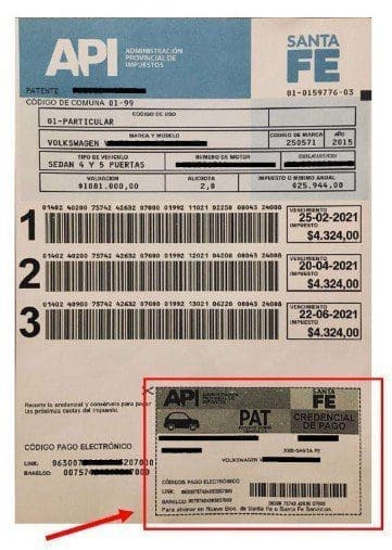 Patente automotor: Las tres primeras cuotas se podrán abonar con la credencial de pago