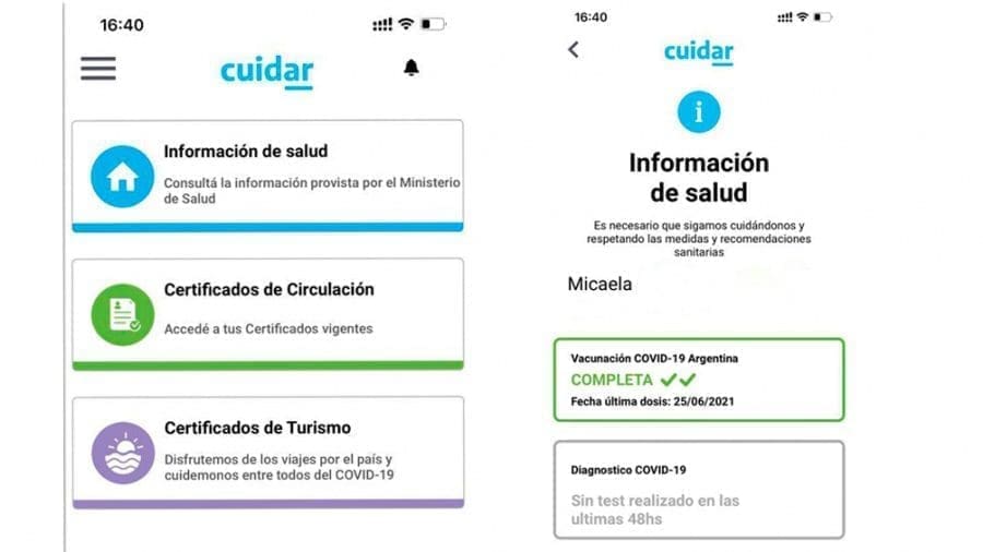 La App Cuidar permitirá acceder al Pase Sanitario y también realizar un autotest