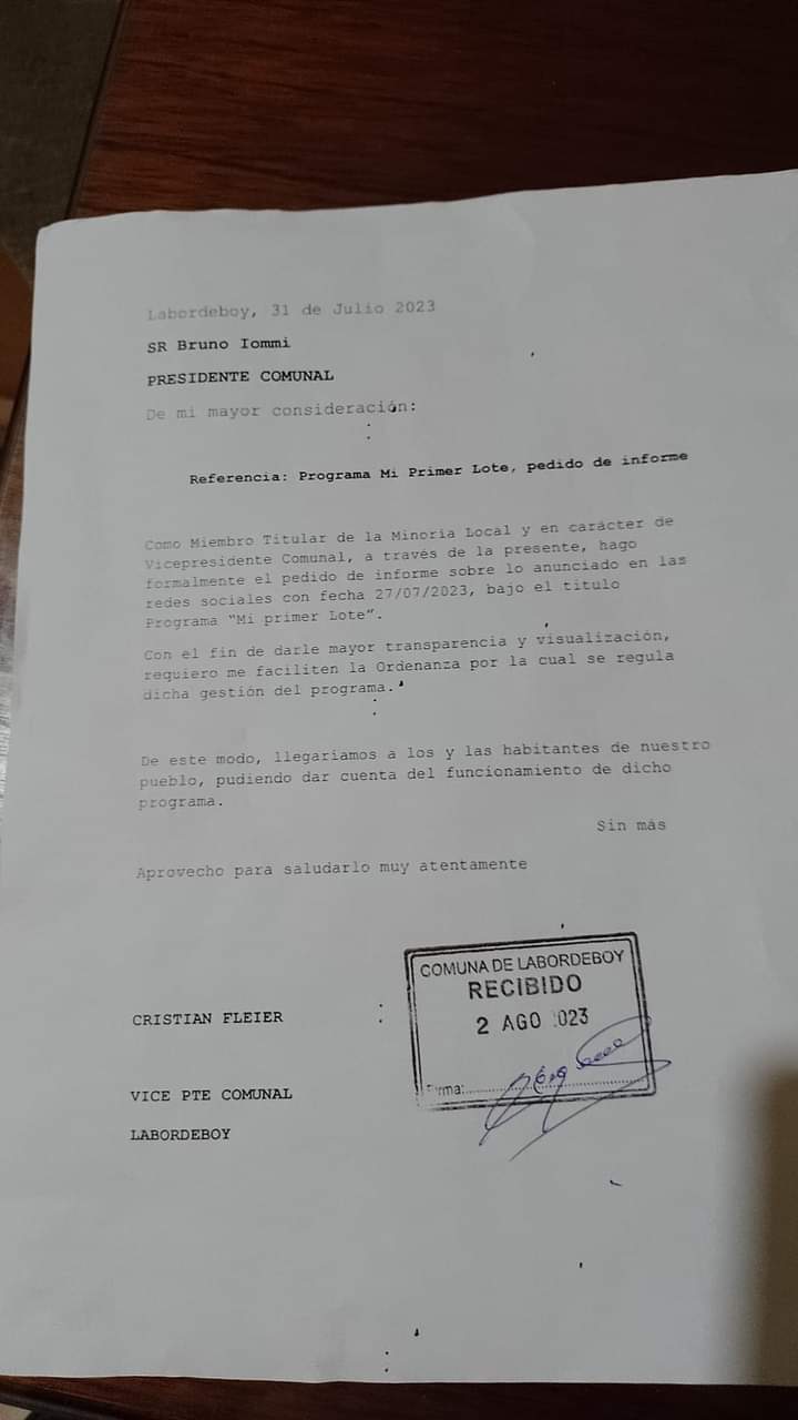 Labordeboy: La minoría de la Comisión Comunal desconoce el Programa Mi Primer Lote Labordeboy: La minoría de la Comisión Comunal desconoce el Programa Mi Primer Lote
