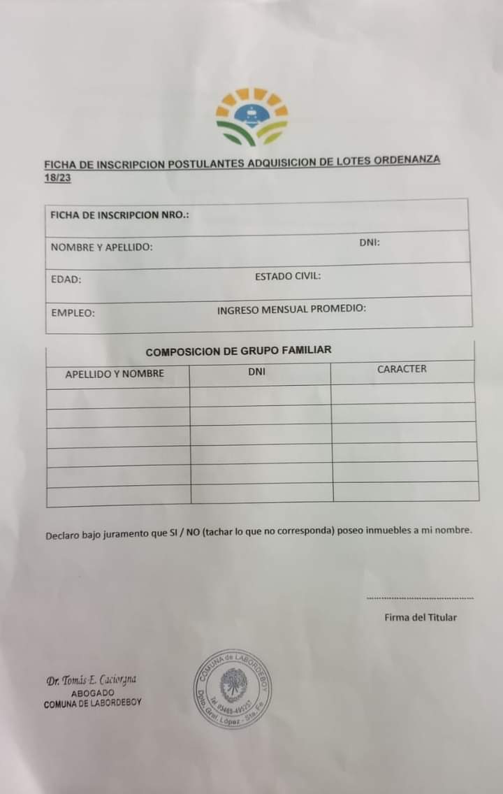 Labordeboy: La minoría de la Comisión Comunal desconoce el Programa Mi Primer Lote Labordeboy: La minoría de la Comisión Comunal desconoce el Programa Mi Primer Lote