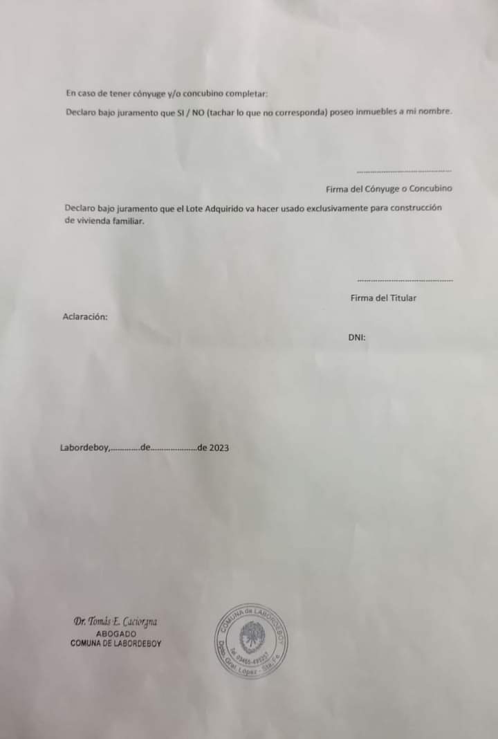 Labordeboy: La minoría de la Comisión Comunal desconoce el Programa Mi Primer Lote Labordeboy: La minoría de la Comisión Comunal desconoce el Programa Mi Primer Lote