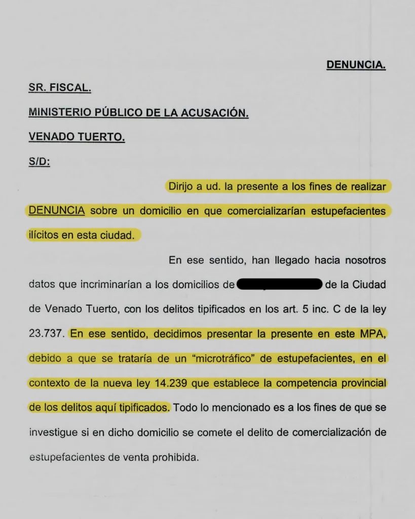 Venado Tuerto: La senadora Di Gregorio denunció a vendedores de droga Venado Tuerto: La senadora Di Gregorio denunció a vendedores de droga