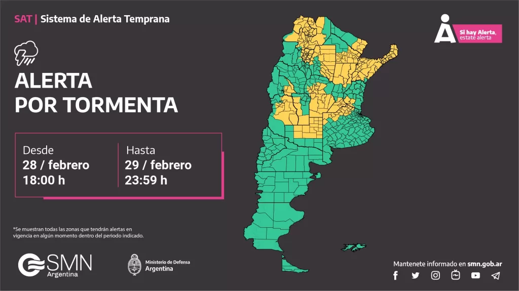 Alerta por tormentas para este jueves Alerta por tormentas para este jueves