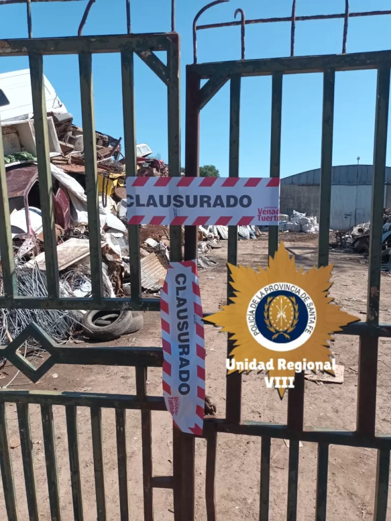 Venado Tuerto: Detuvieron a dos sujetos y clausuraron una chatarrería Venado Tuerto: Detuvieron a dos sujetos y clausuraron una chatarrería