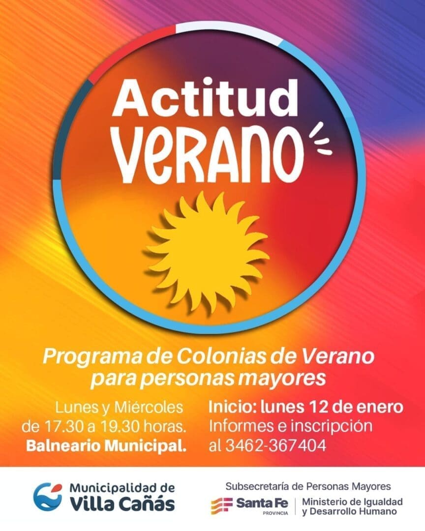 Villa Cañás se suma al programa provincial Actitud Verano con la Colonia para Personas Mayores Villa Cañás se suma al programa provincial Actitud Verano con la Colonia para Personas Mayores